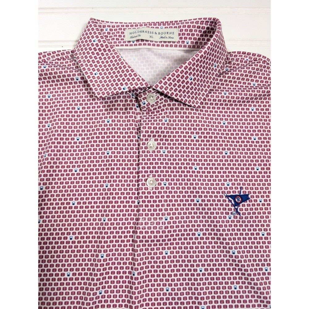 Holderness & Bourne Ocean Reef Club Logo Golf Polo XL Whiskey Barrel Pattern